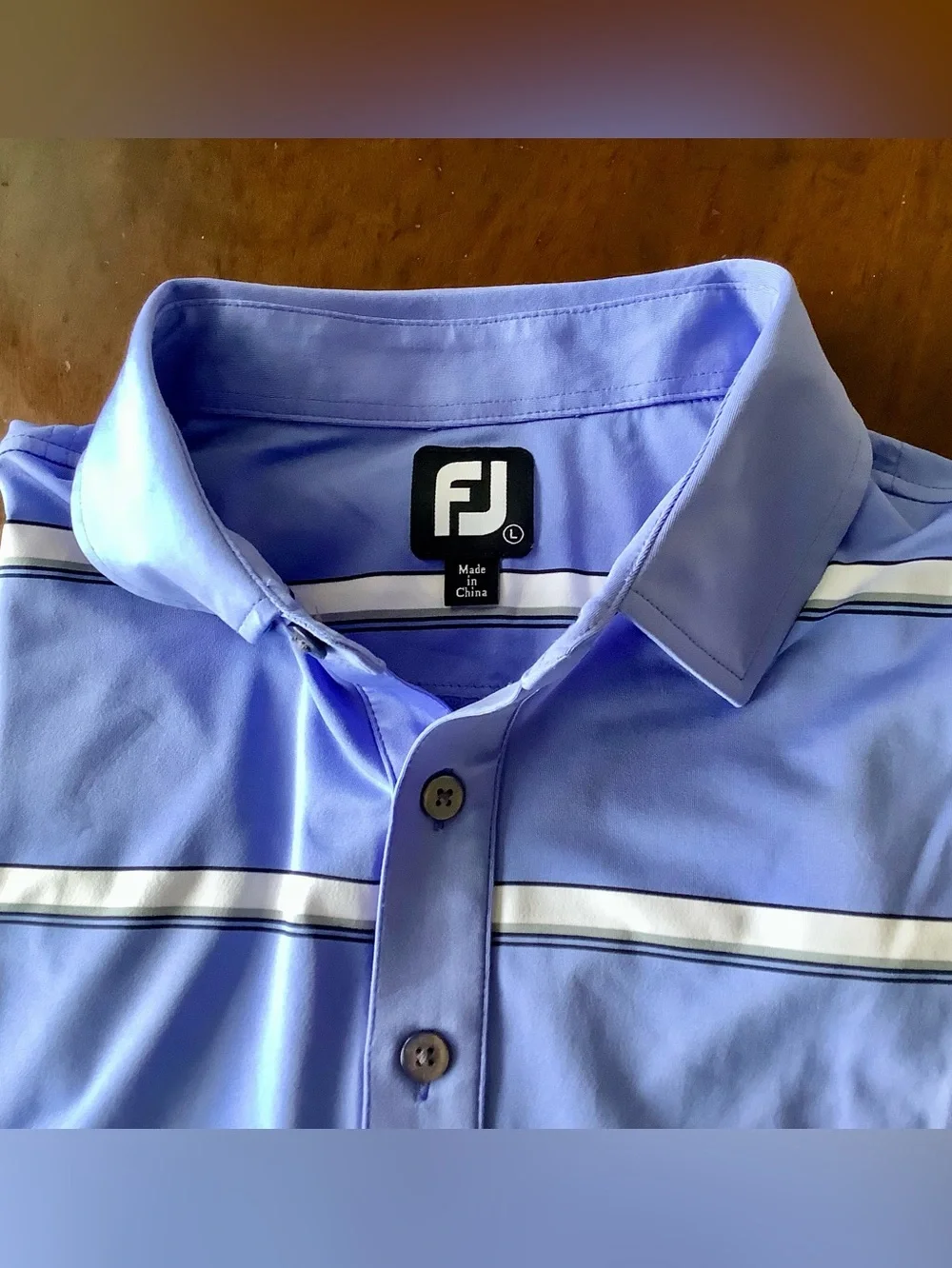 FootJoy Blue Stripped Collared Golf Polo Shirt - Men’s L - EUC - Picture 2 of 7